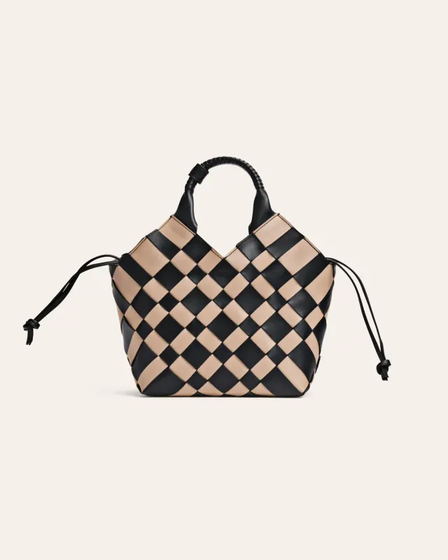 Cala Jade Misu skulderveske Chess Black flettet skinn