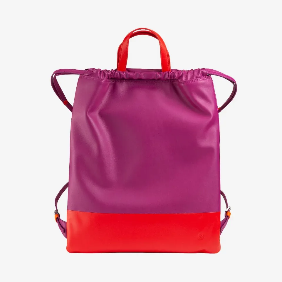 DuDubags Linosa ryggsekk navy snøring ekte skinn