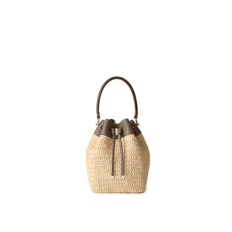 Bonaventura Angelica Raffia bøtteveske Etoupe