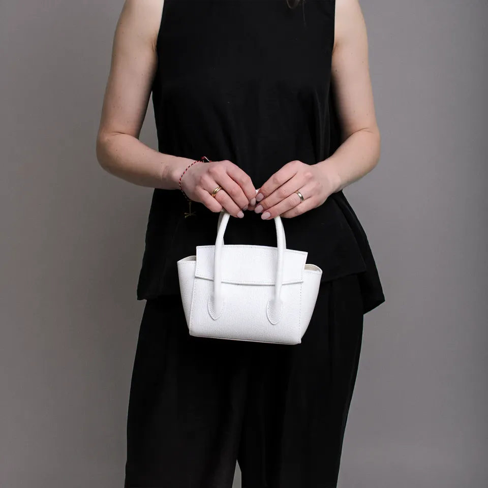 Latalia Bari håndveske hvit ekte skinn
