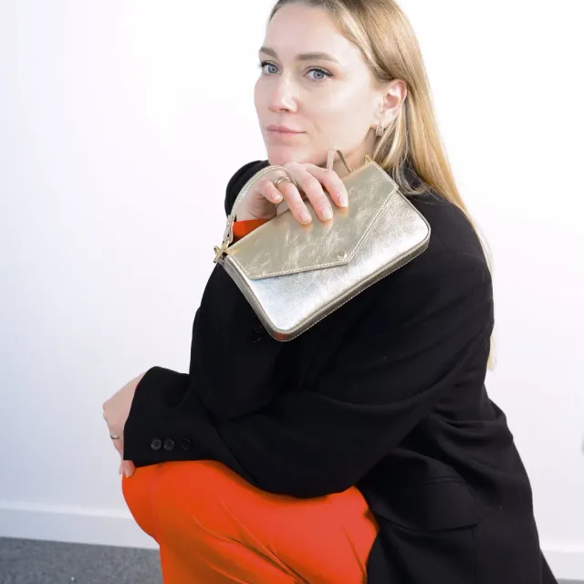 Latalia konvoluttveske clutch skinn med kjede
