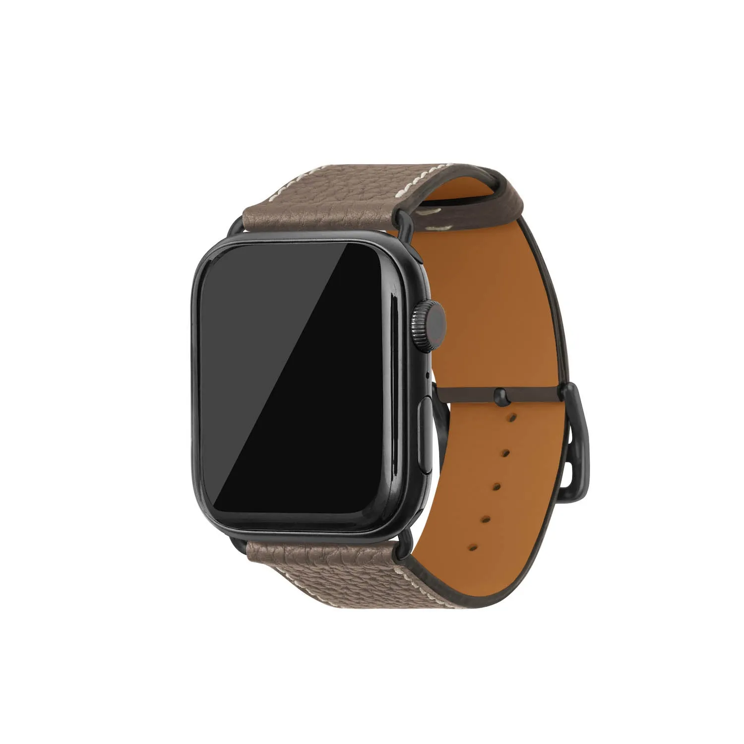 Bonaventura Apple Watch lærbånd krympeskinn Svart 44mm