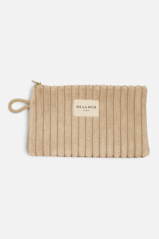 De La Mur Mini Neceser Moka toalettmappe beige kordfløyel