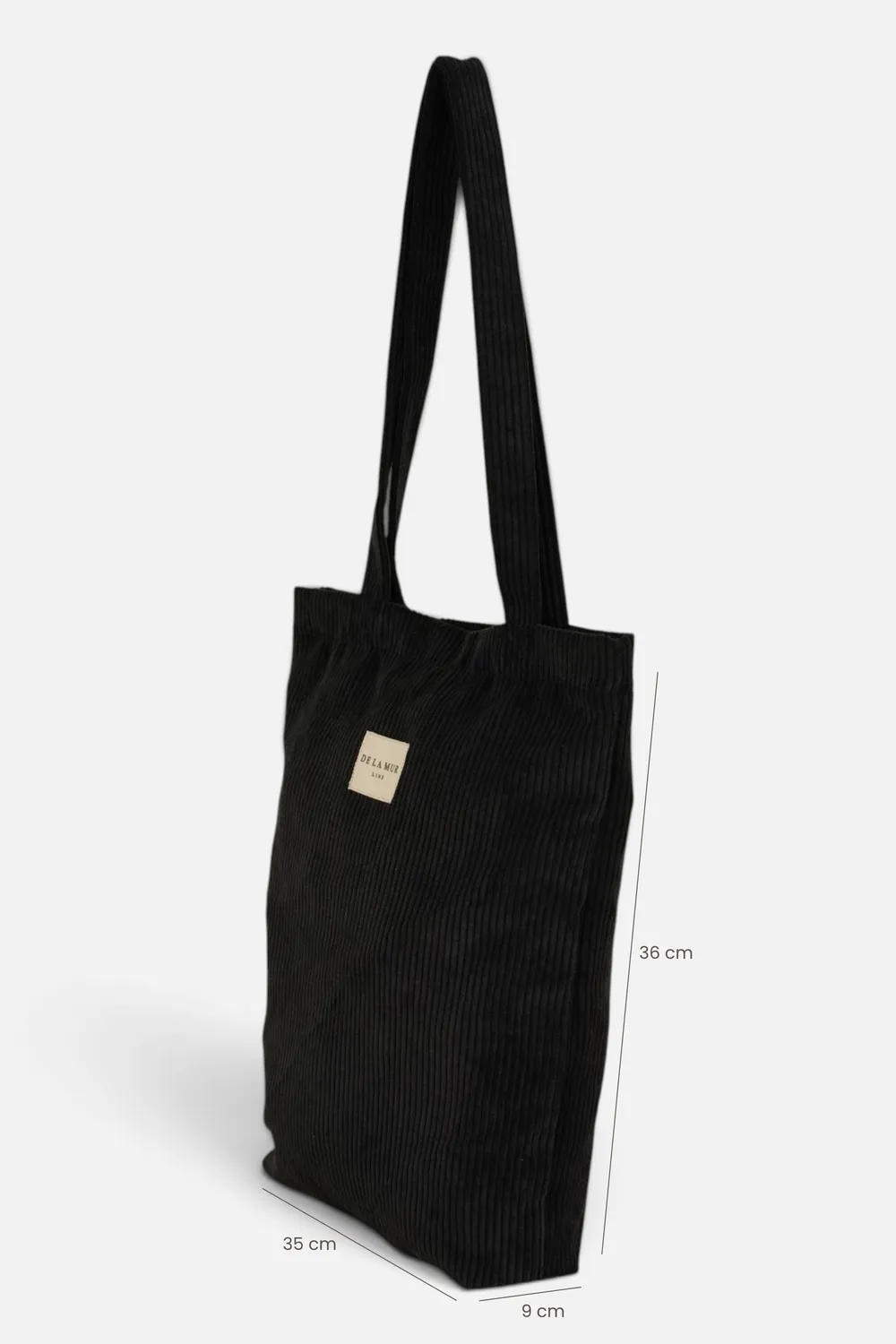 De La Mur Nit liten totebag med glidelås svart kordfløyel