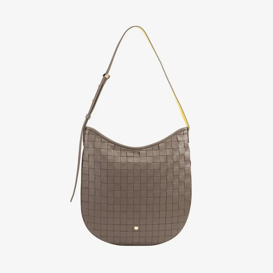 DuDubags Sylvie skulderveske taupe flettet skinn