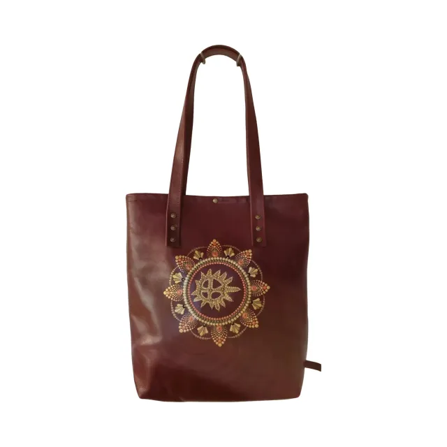 Julia Stray JuTaBag veske vinrød 34 cm gullmandala