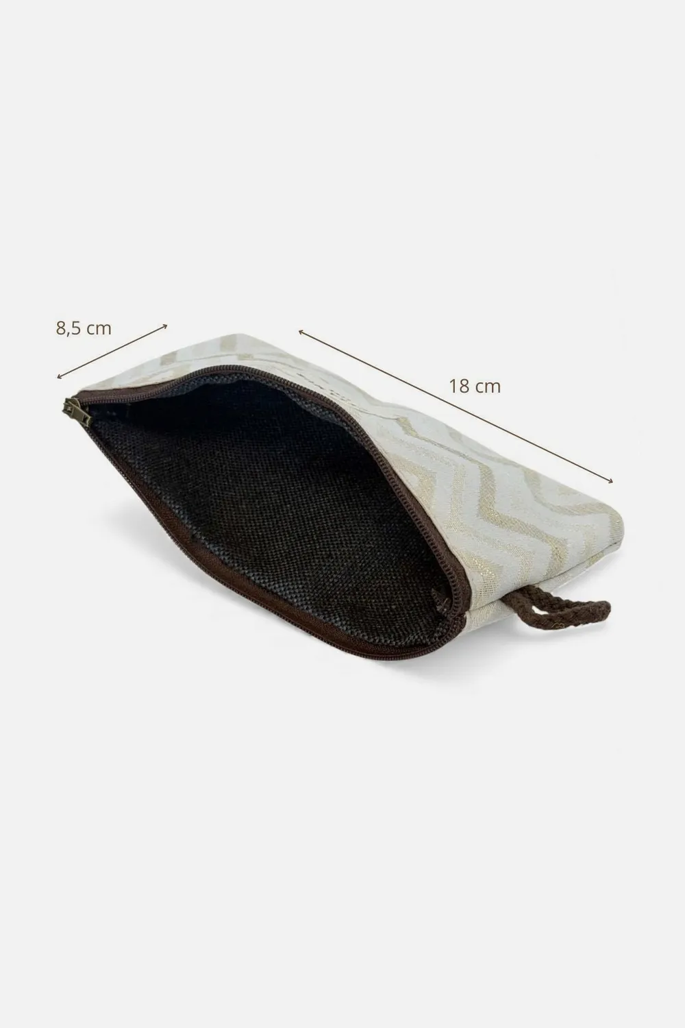 De La Mur Astro brilleetui 18 cm beige sikksakkmønster