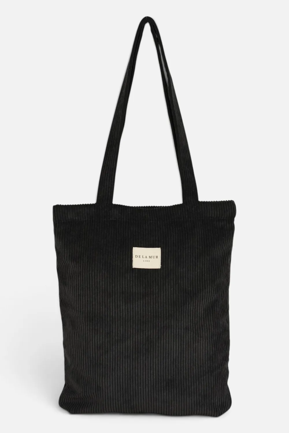 De La Mur Nit liten totebag med glidelås svart kordfløyel