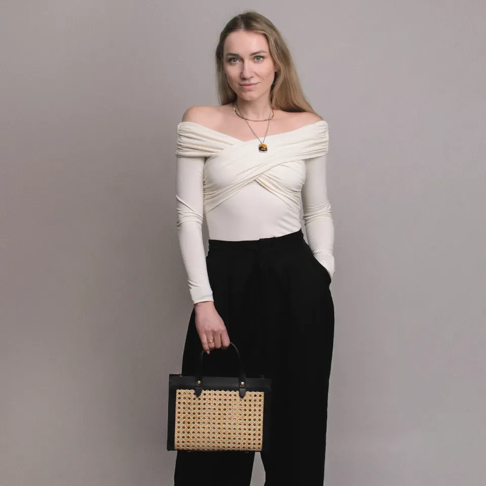 Latalia Bronte tote svart rotting skinn