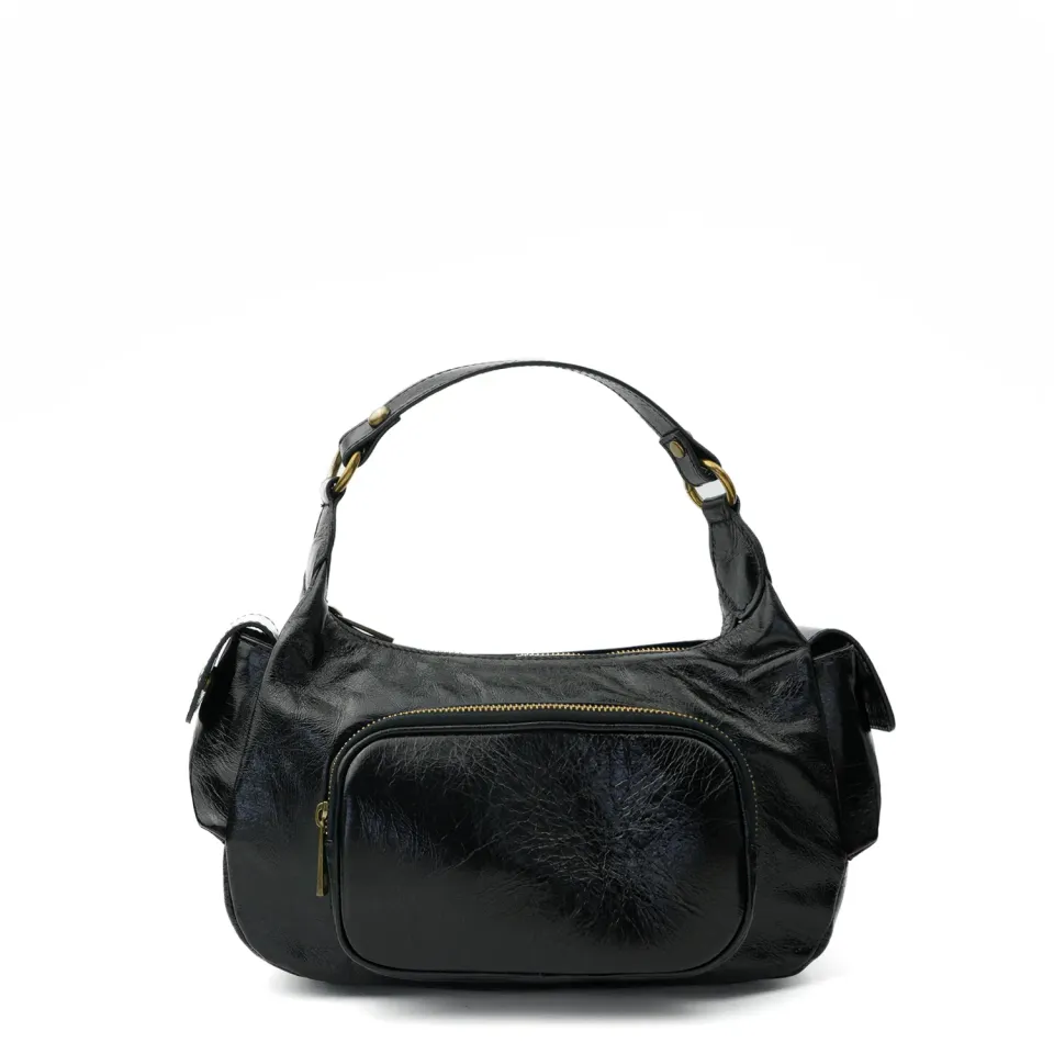 Latalia Siena veske svart nappalakk 31 cm