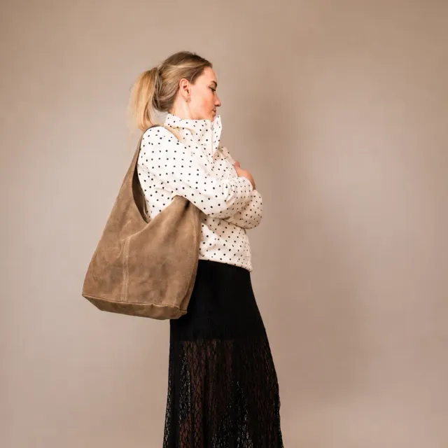 Latalia Terni shopper semsket taupe 60 cm