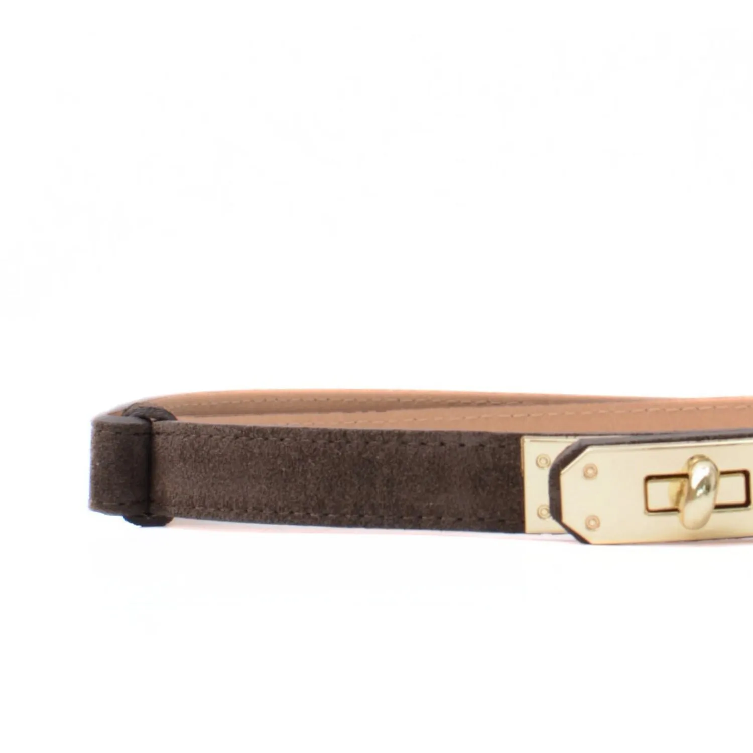 Latalia mockabelte vridlås camel 90 cm mocka
