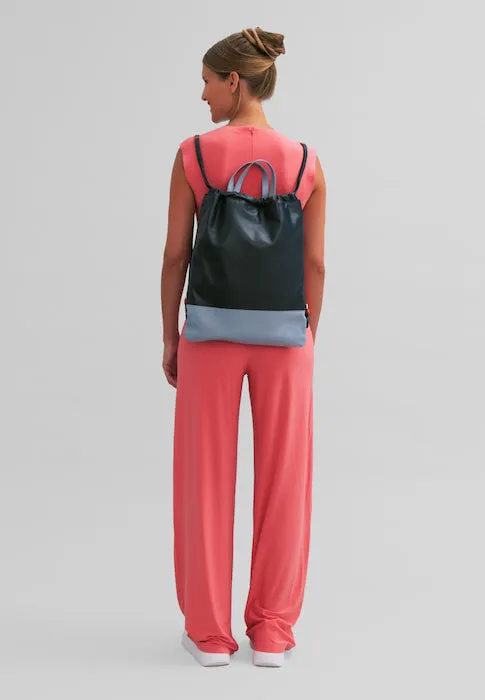 DuDubags Linosa ryggsekk navy snøring ekte skinn