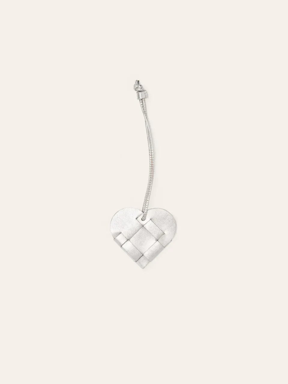 Calajade Misu Heart veskeanheng sølv flettet skinn
