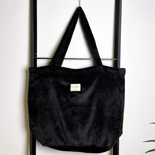De La Mur Noir shopper stor svart pelsstoff