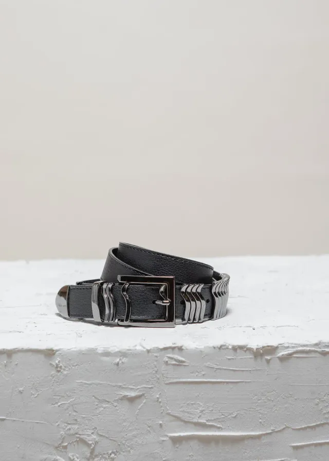 Cala Jade Rattle Belt belte svart Gun Metal skinn
