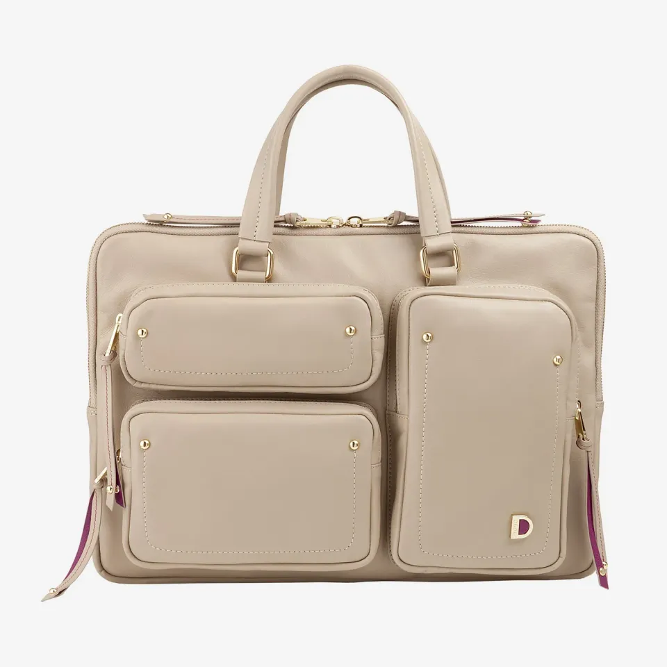 DuDubags Dots jobbveske Grigio sabbia skinn
