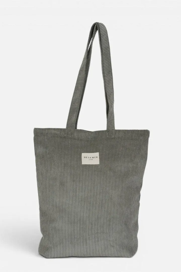 De La Mur Ash totebag liten grå kordfløyel glidelås