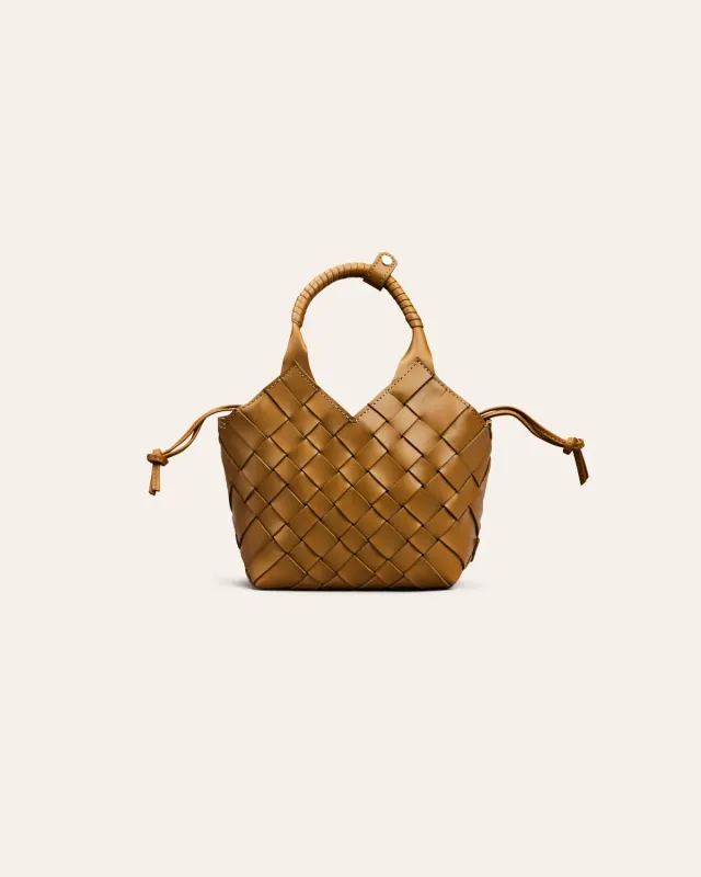 Cala Jade Misu Mini crossbody veske Sepia Brown flettet