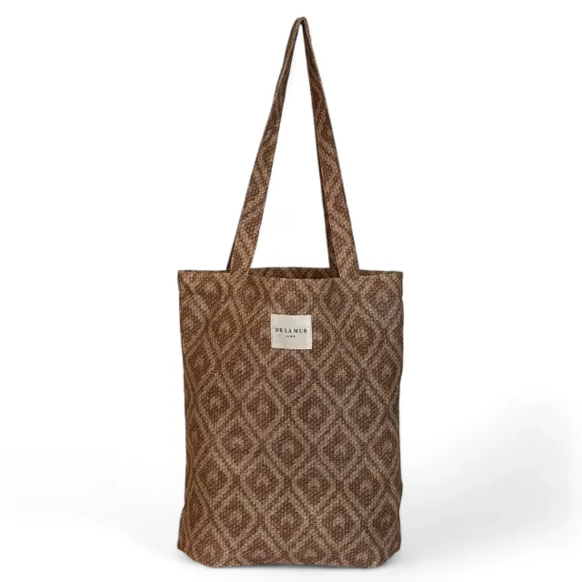 De La Mur Fati liten totebag beige mønstret