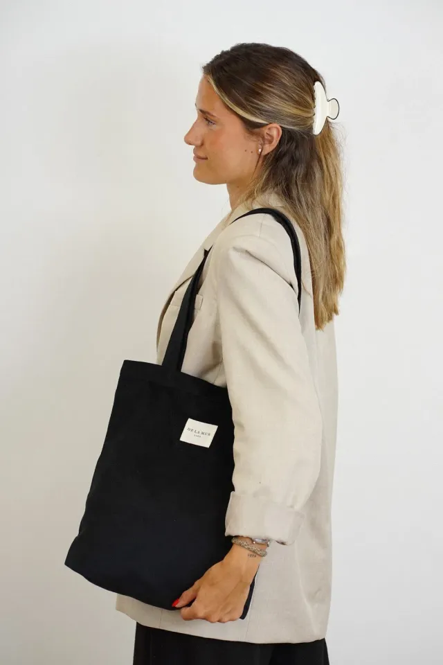 De La Mur Aza totebag svart 35x36x9 cm med glidelås