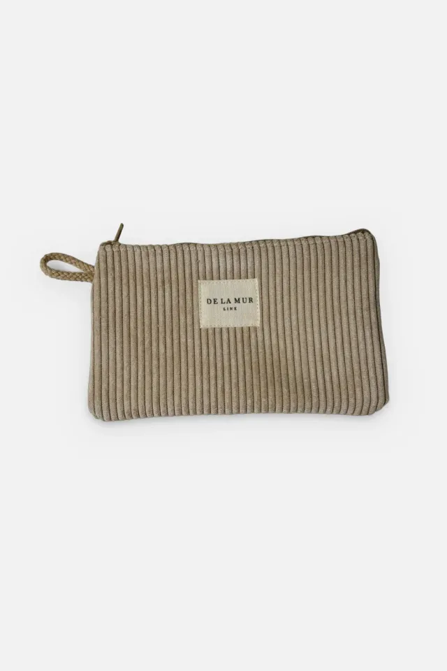 De La Mur Tofe mini toalettmappe 17x10 cm beige kordfløyel