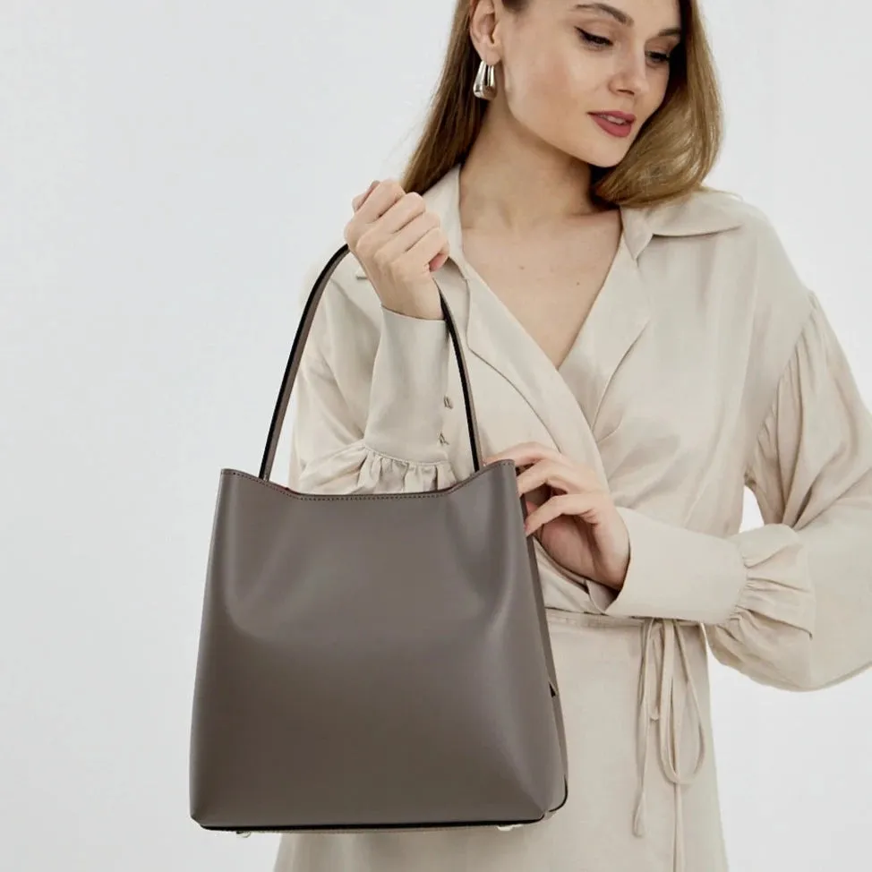 Latalia Brecia håndveske skinn taupe