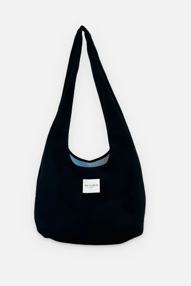 De La Mur Aza oval veske sort fløyel 40 cm