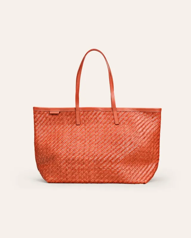 Cala Jade Isai shopper Henna Twill flettet saueskinn laptopvennlig