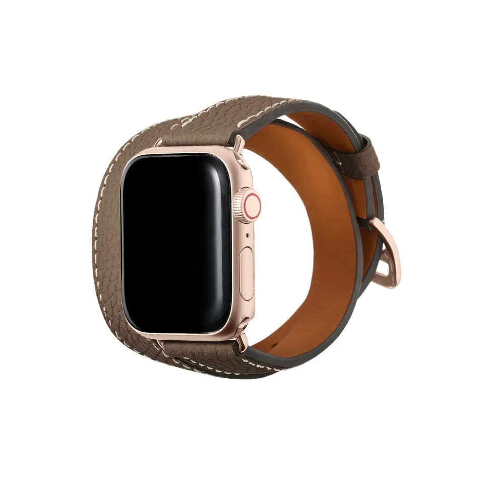 Bonaventura Apple Watch dobbel reim krymplær gull Etoupe S/M