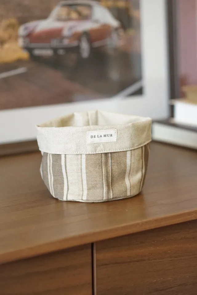 De La Mur Soro kurv liten stripet beige brun 11,5 cm