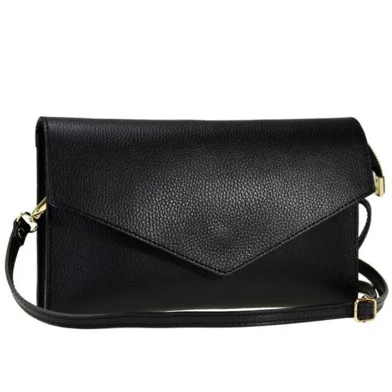 Latalia kuvertveske clutch skinn med skulderreim 28 cm