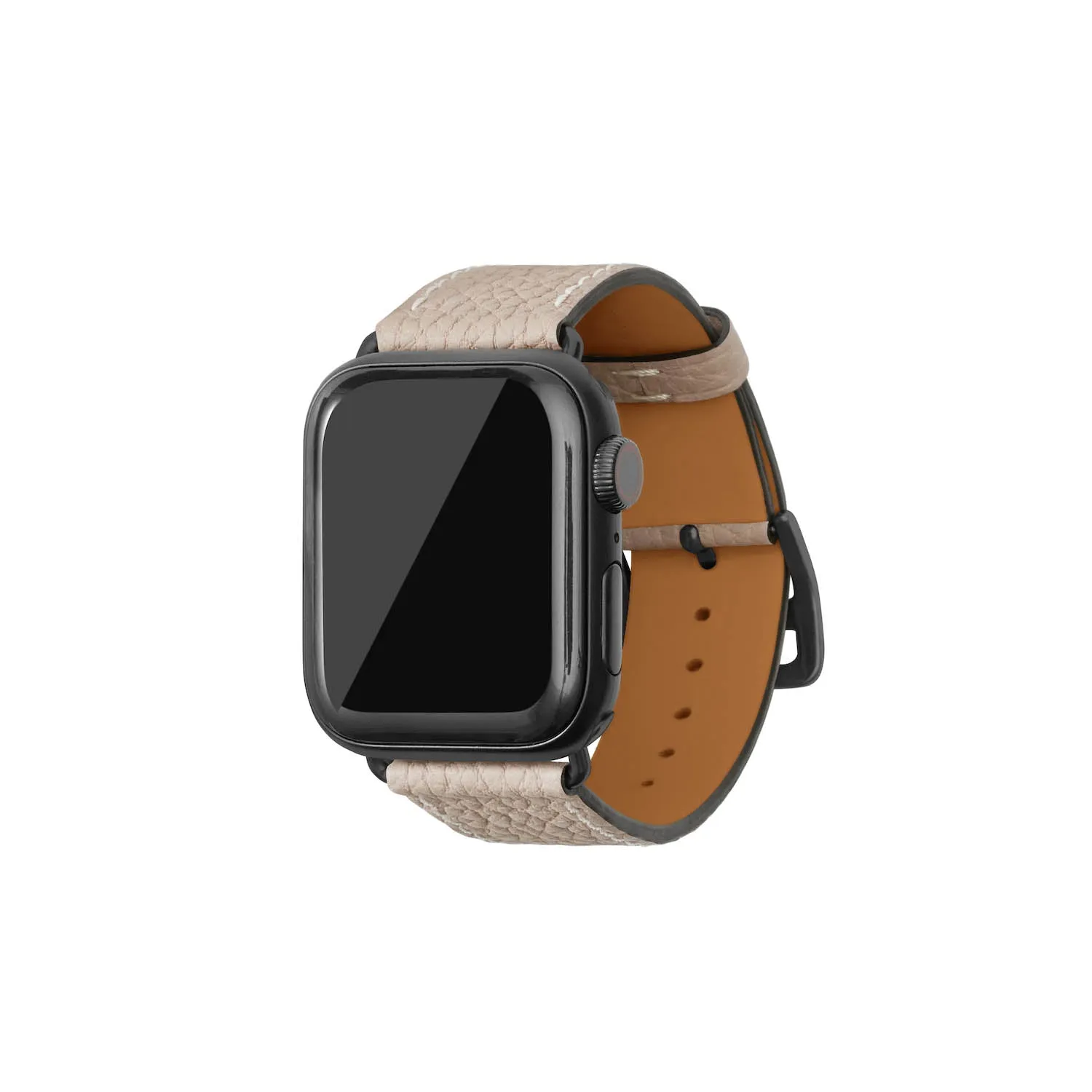 Bonaventura Apple Watch lærbånd krympeskinn Svart 44mm
