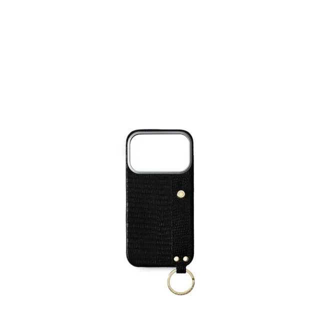 Bonaventura iPhone 17 Pro bakdeksel håndtak svart øgleskinn