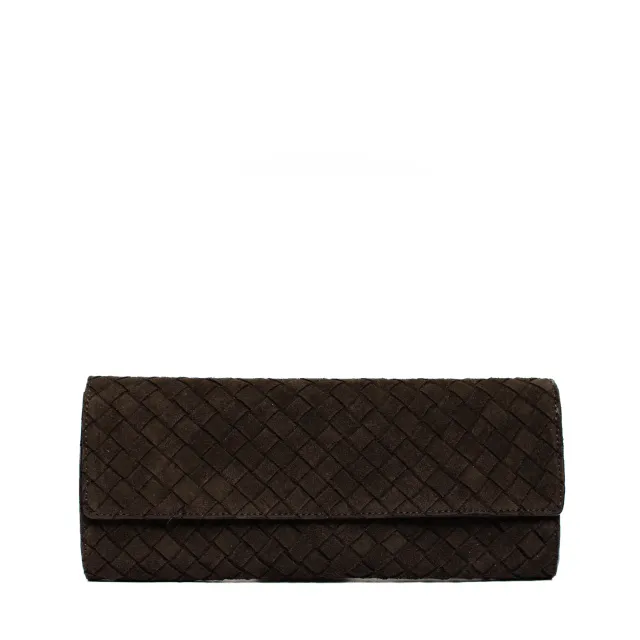 Latalia Aosta clutch mocka mørkbrun flettet