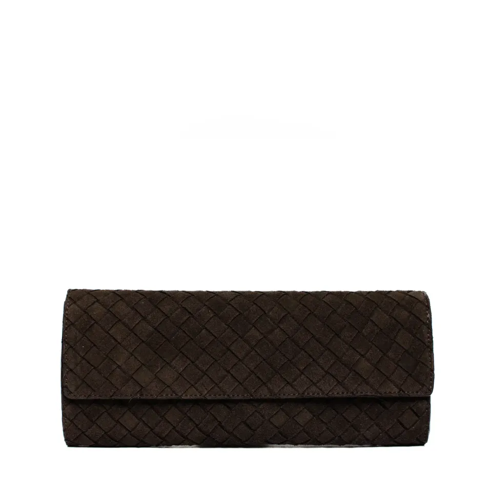 Latalia Aosta clutch mocka mørkbrun flettet