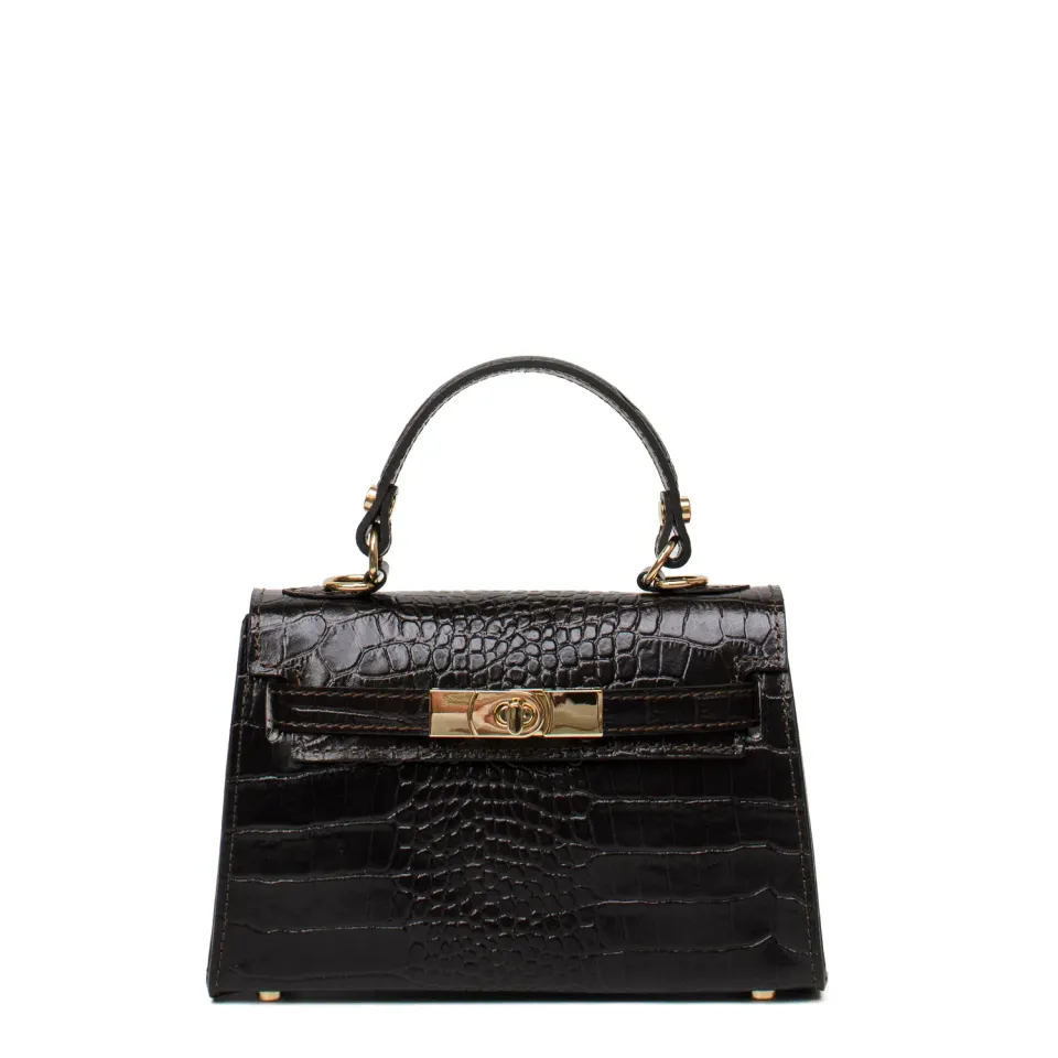 Latalia Trento Croco skinnveske mørkebrun croco