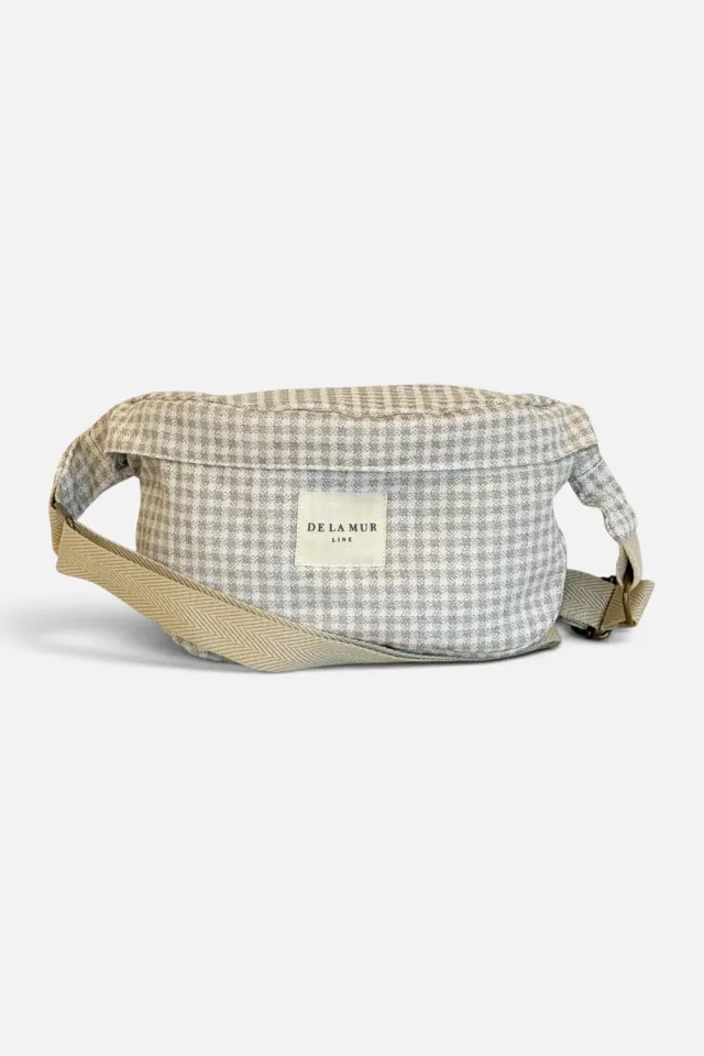 De La Mur Vison skulderveske rutet beige 26 cm