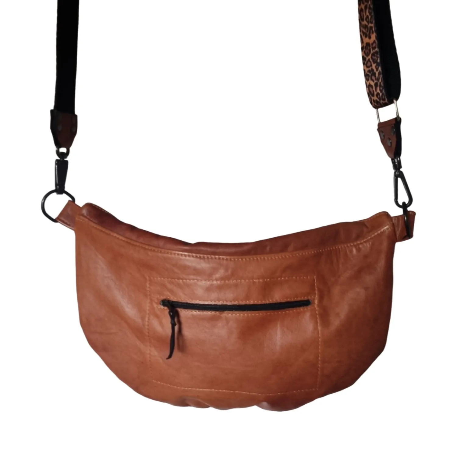Julia Stray bumbag mørk brun skinn messing