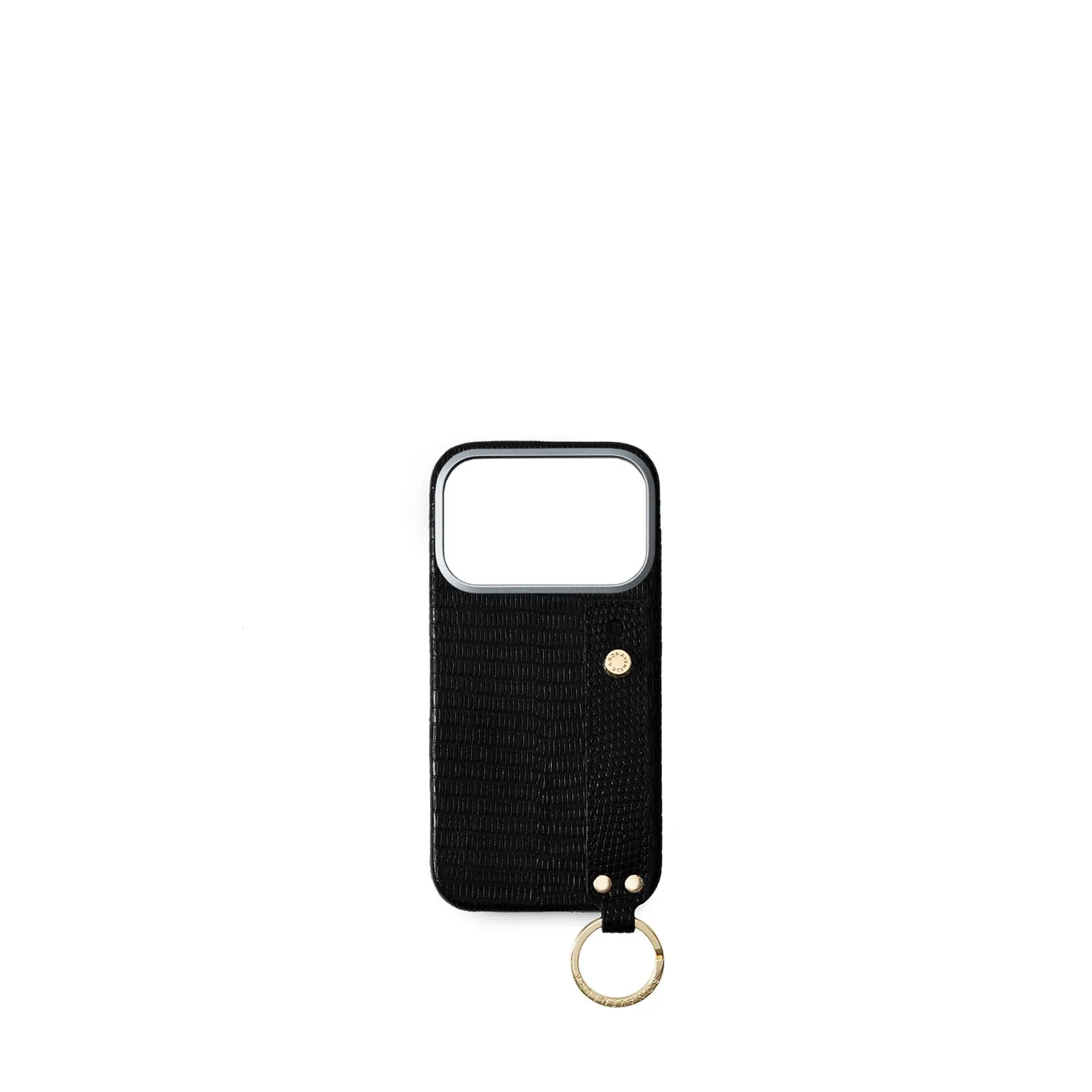 Bonaventura iPhone 17 Pro Max bakdeksel håndtak preget skinn svart