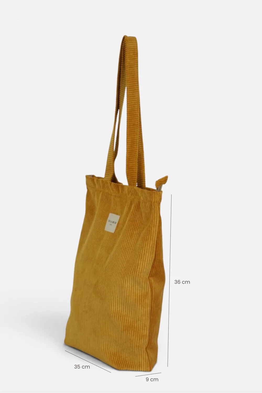 De La Mur Taz totebag sennepsgul kordfløyel med glidelås