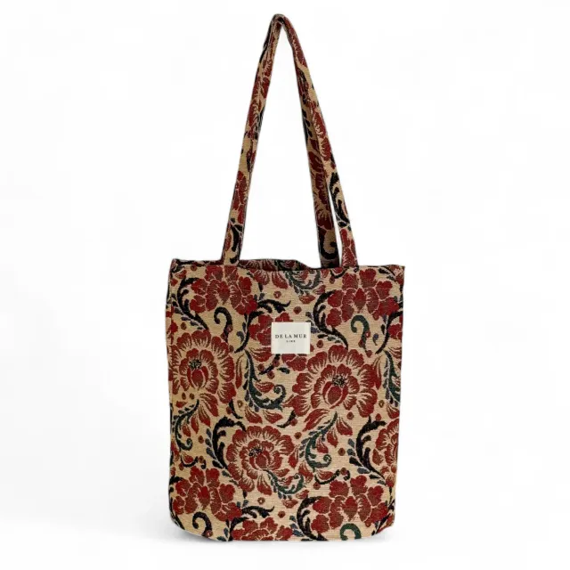 De La Mur Adam totebag liten 34x37 cm beige blomster