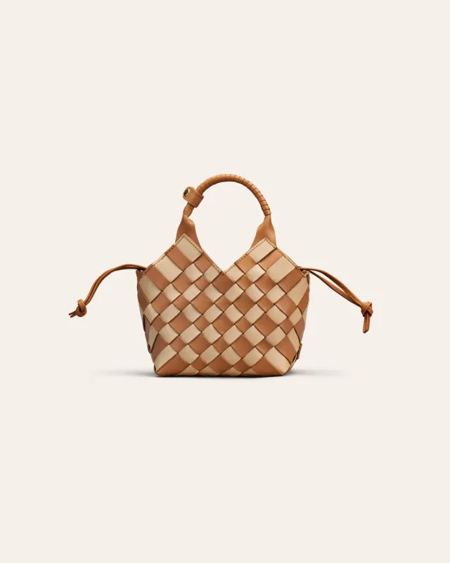 Cala Jade Misu Mini crossbody veske Chess Nut Broken White