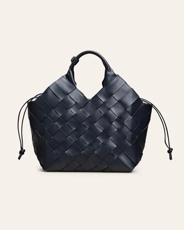 Calajade Misu L skulderveske Navy 16" ekte kuskinn