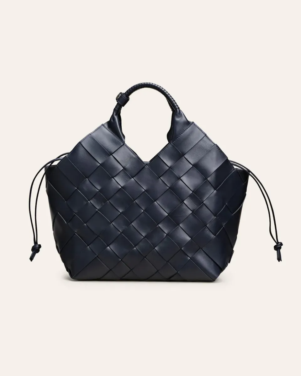 Calajade Misu L skulderveske Navy 16" ekte kuskinn