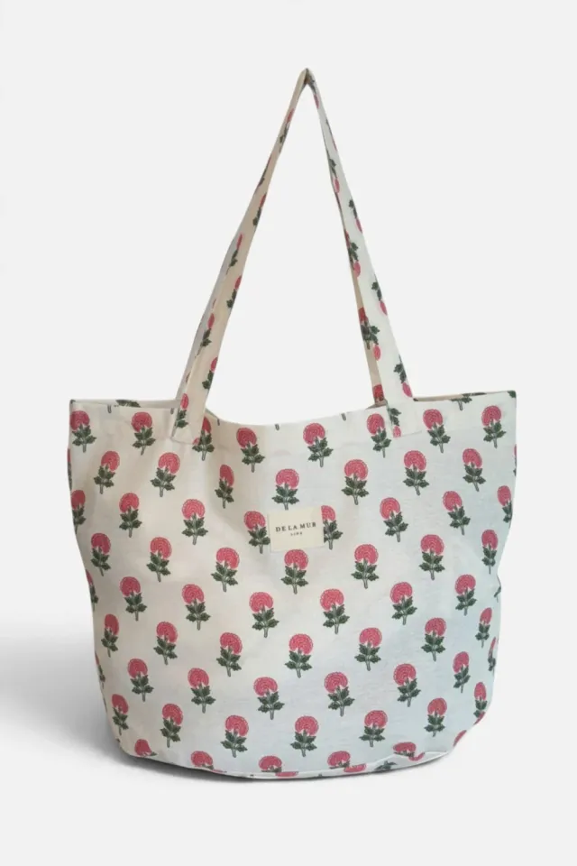 De La Mur Naha shopper blomstret grønn rosa stor