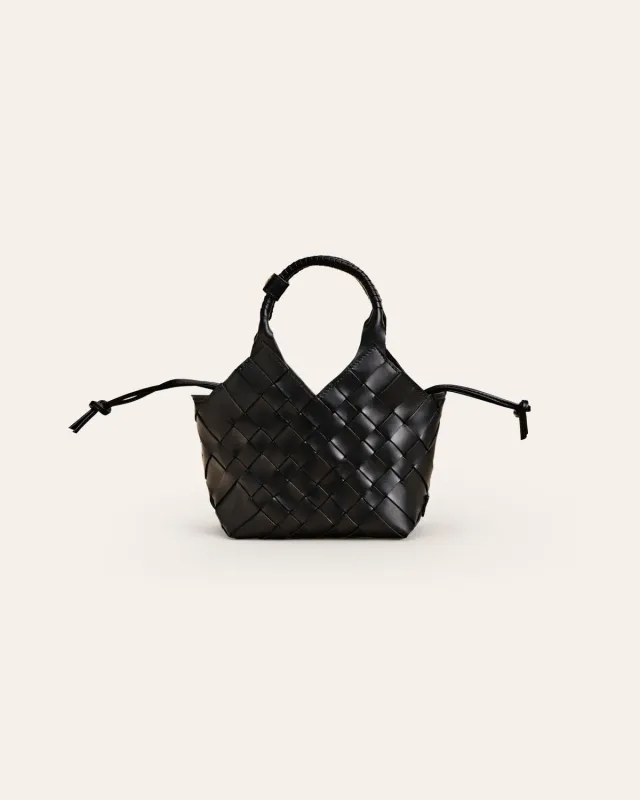 Cala Jade Misu Mini crossbody svart flettet skinn