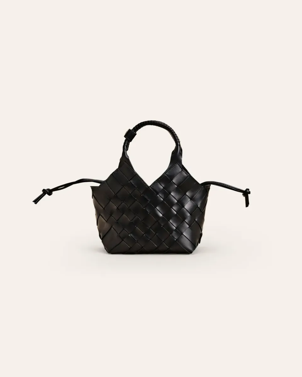 Cala Jade Misu Mini crossbody svart flettet skinn