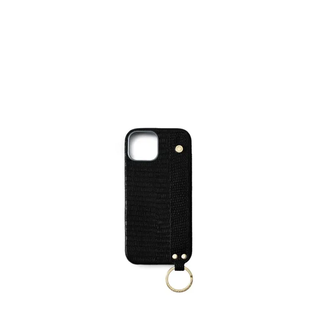 Bonaventura iPhone 17 etui håndtak Svart øgle gull