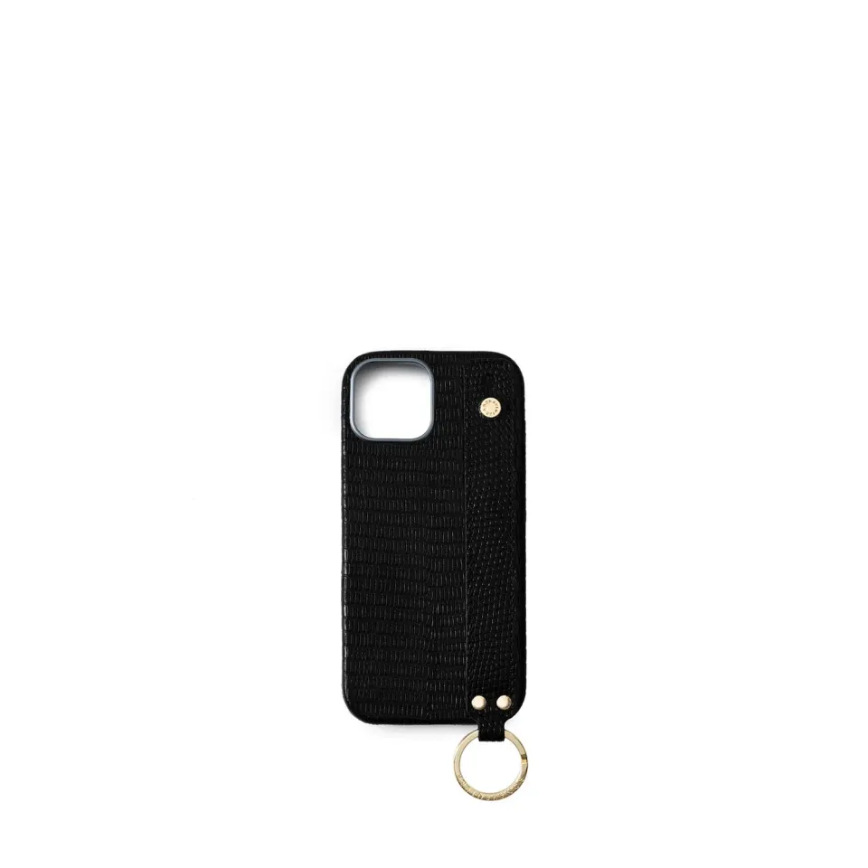 Bonaventura iPhone 17 etui håndtak Svart øgle gull